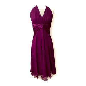 Maggy London Y2K Dress Womens 8 Babydoll Halter 100% Silk Feminine Hoco 90s